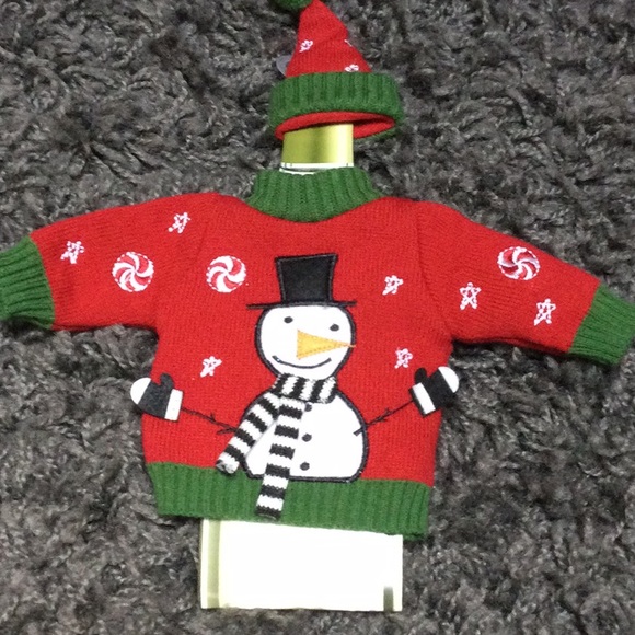 NWT Christmas holiday snowman decorations ornaments bag wine bottle cover - Picture 2 of 14